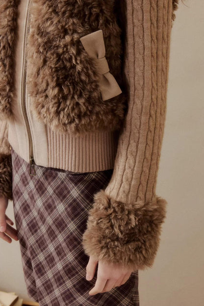 Eco-Friendly Fur Patchwork Jacket