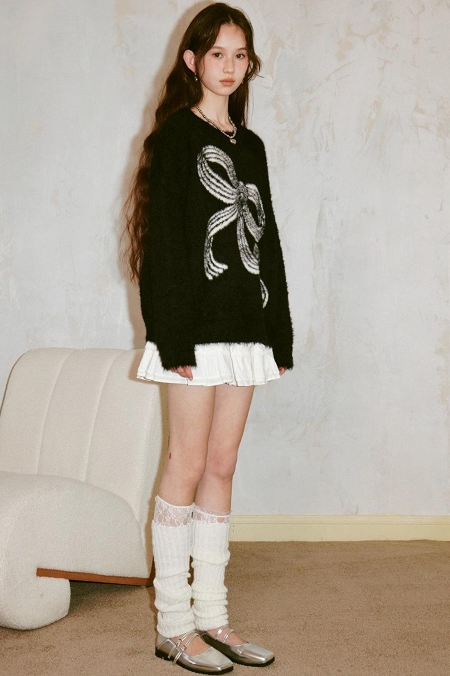 Striped Bow Knit Sweater