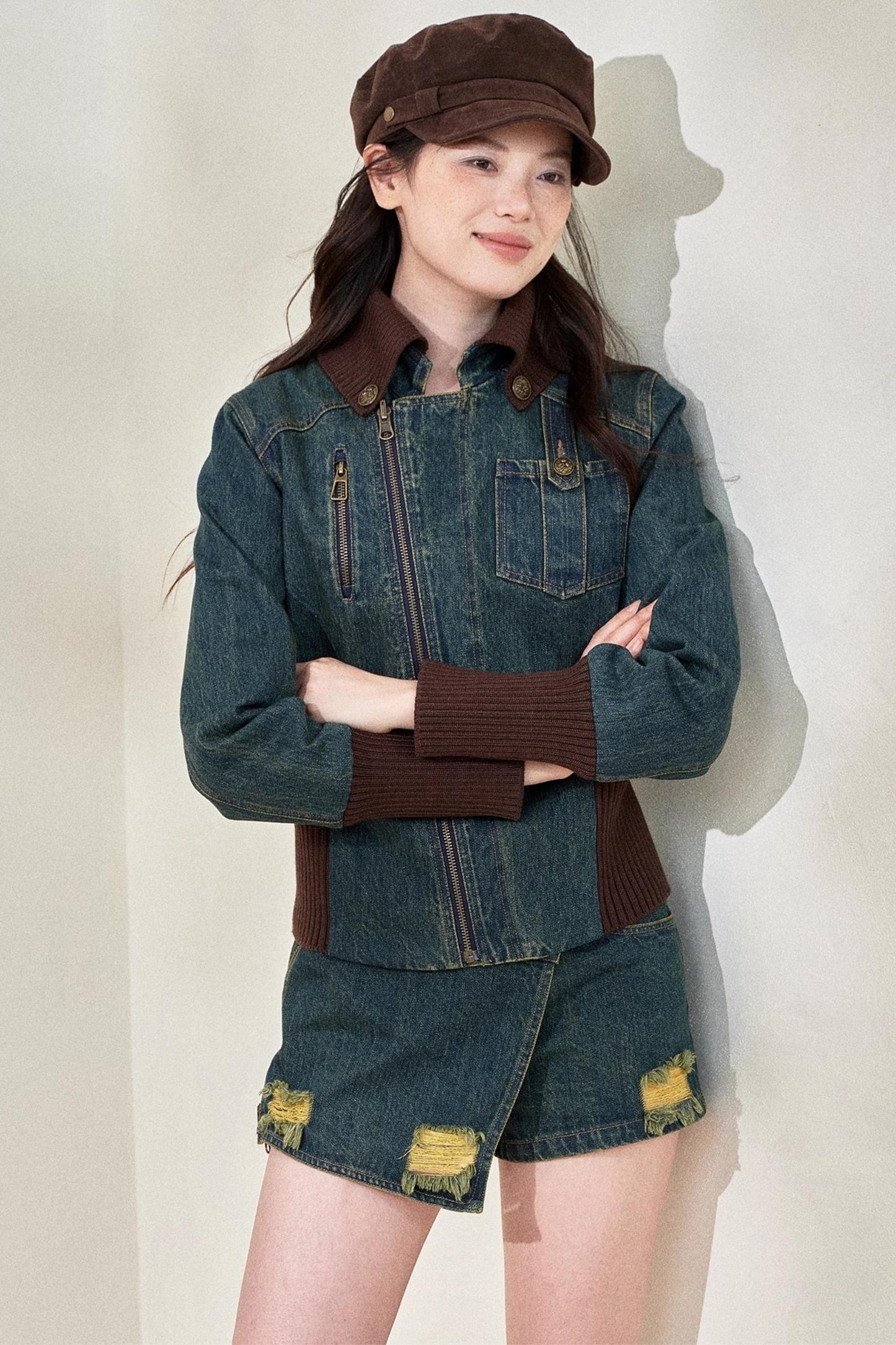 Vintage Denim Cropped Jacket Set-Up