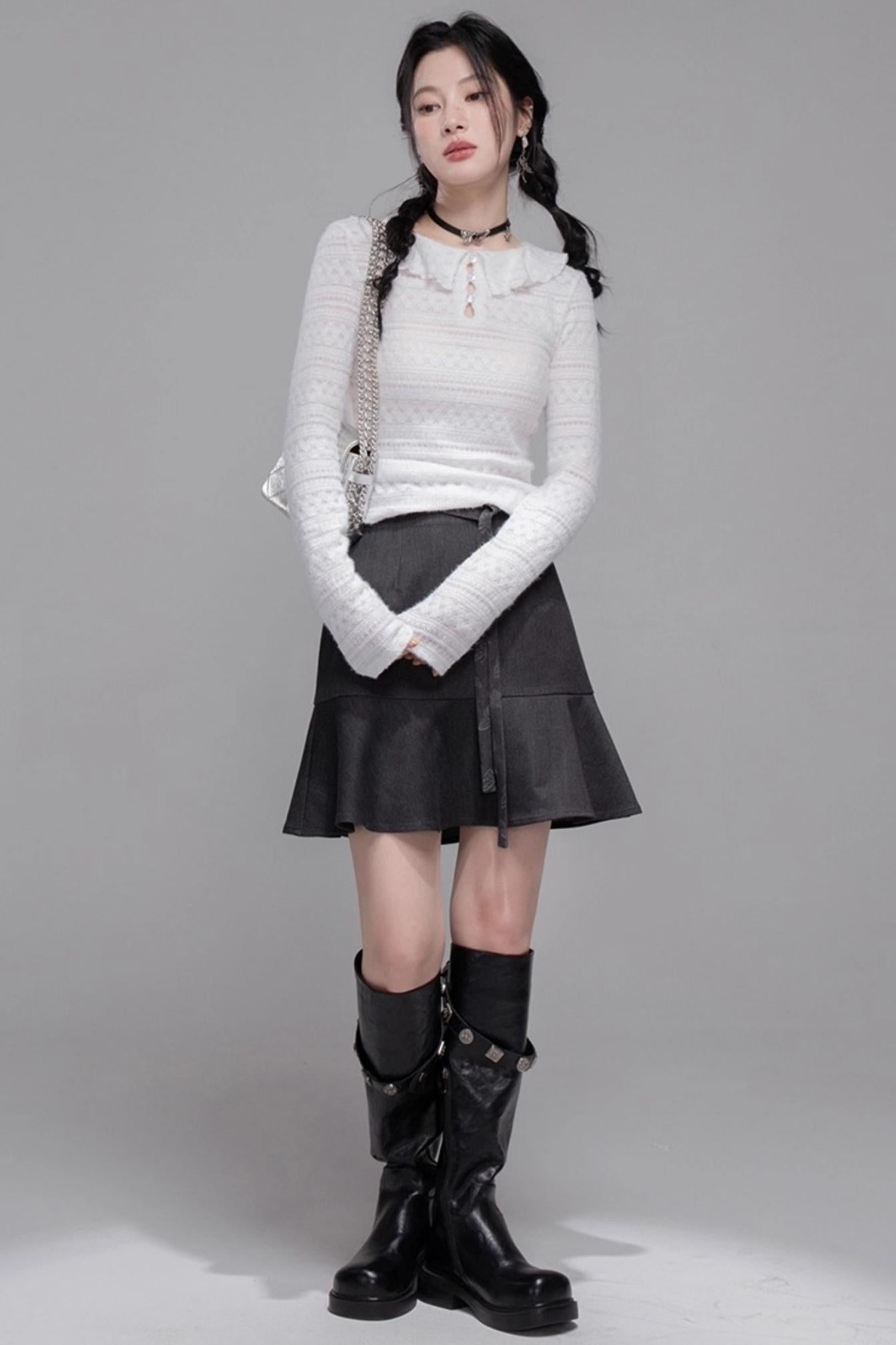 Morning Gray Patchwork Hooded Jacket Set