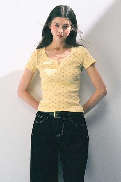 Floral Slim Fit Knit T-Shirt