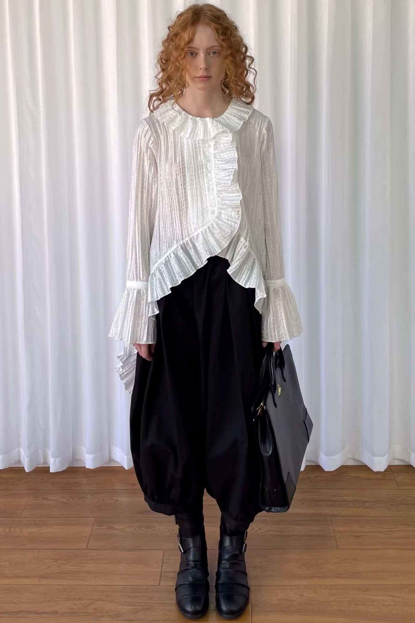 Japanese Black Wide-Leg Pants