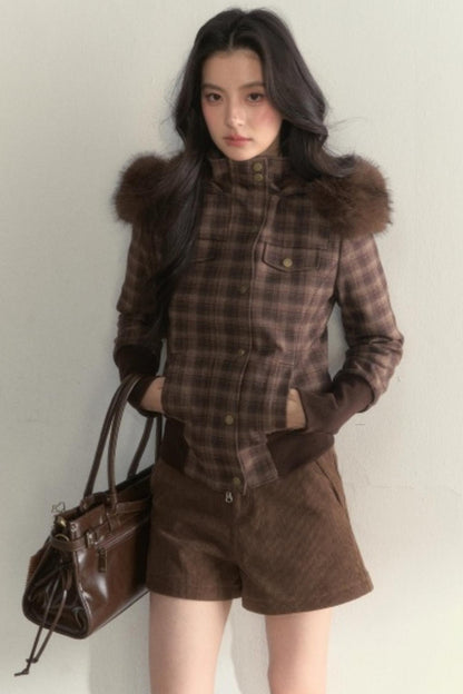 Vintage Fur Collar Fleece Jacket