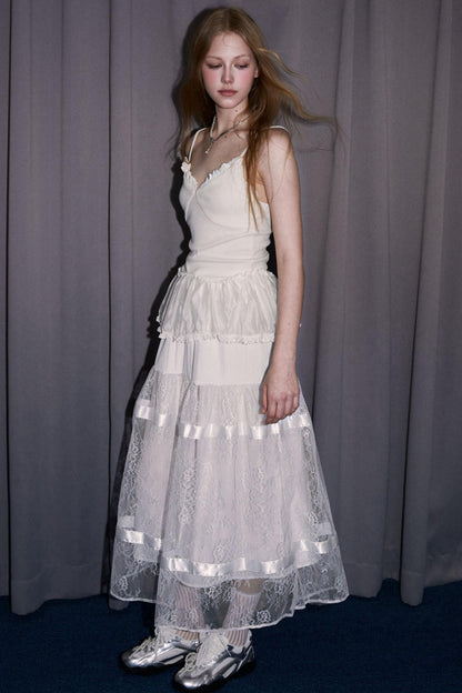 Romantic Bow Detail Long Skirt