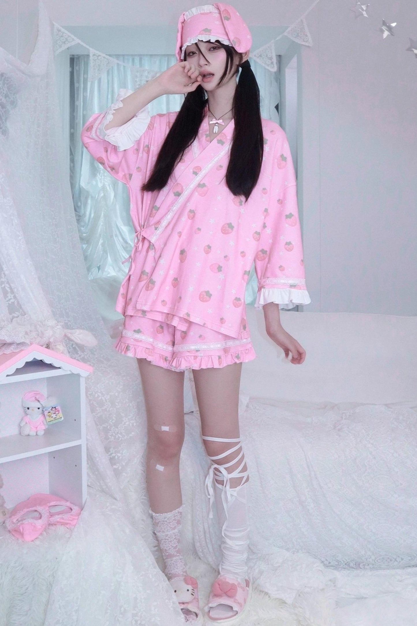 Soft Strawberry Star Pajamas Set-Up