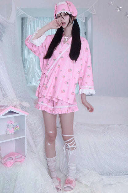 Soft Strawberry Star Pajamas Set-Up