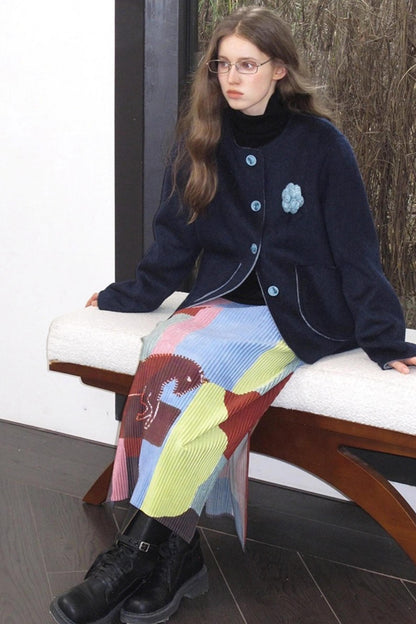 Retro Ivy League Print Skirt