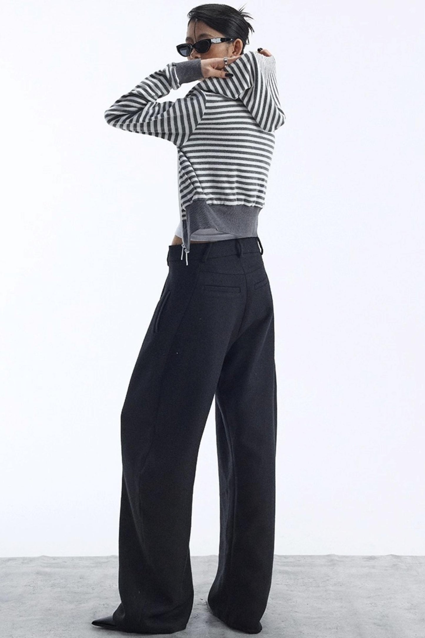 Black Wool Scimitar Trousers