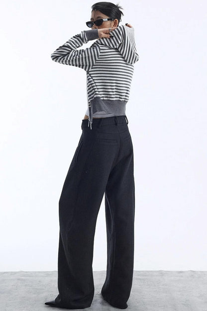 Black Wool Scimitar Trousers