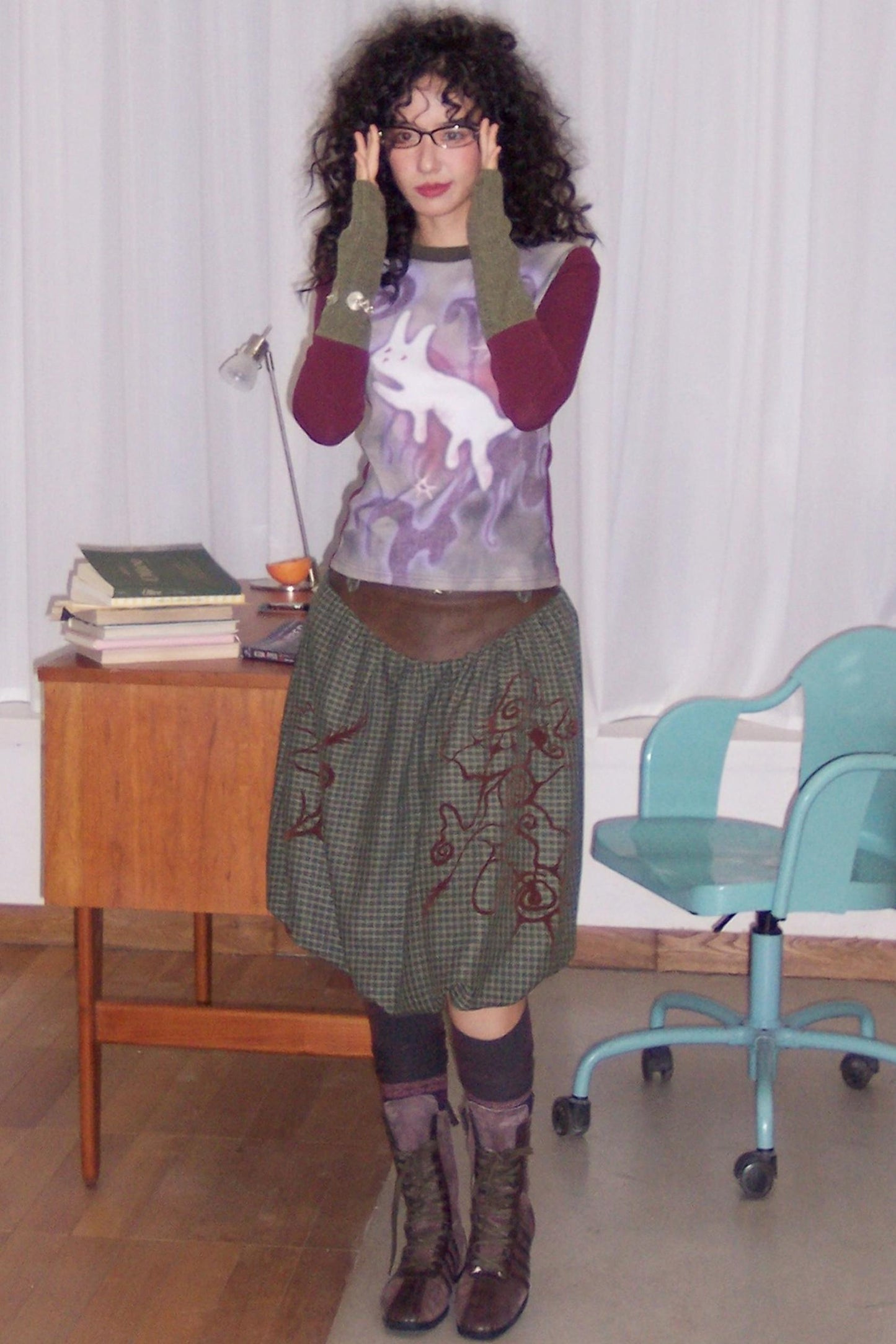 Flower Bud Flock Print Skirt