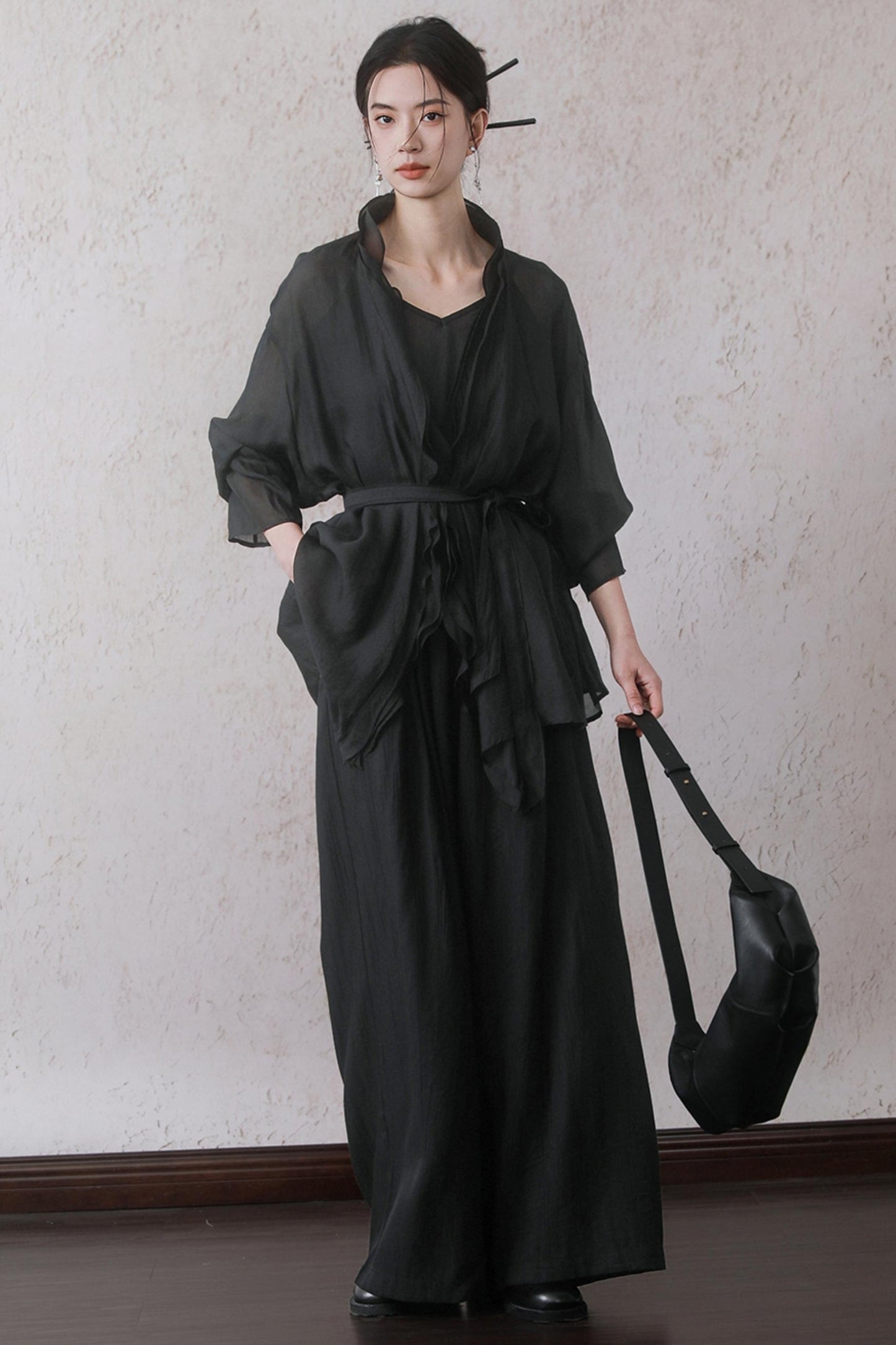 Elegant Sheer Black Two-Piece Set