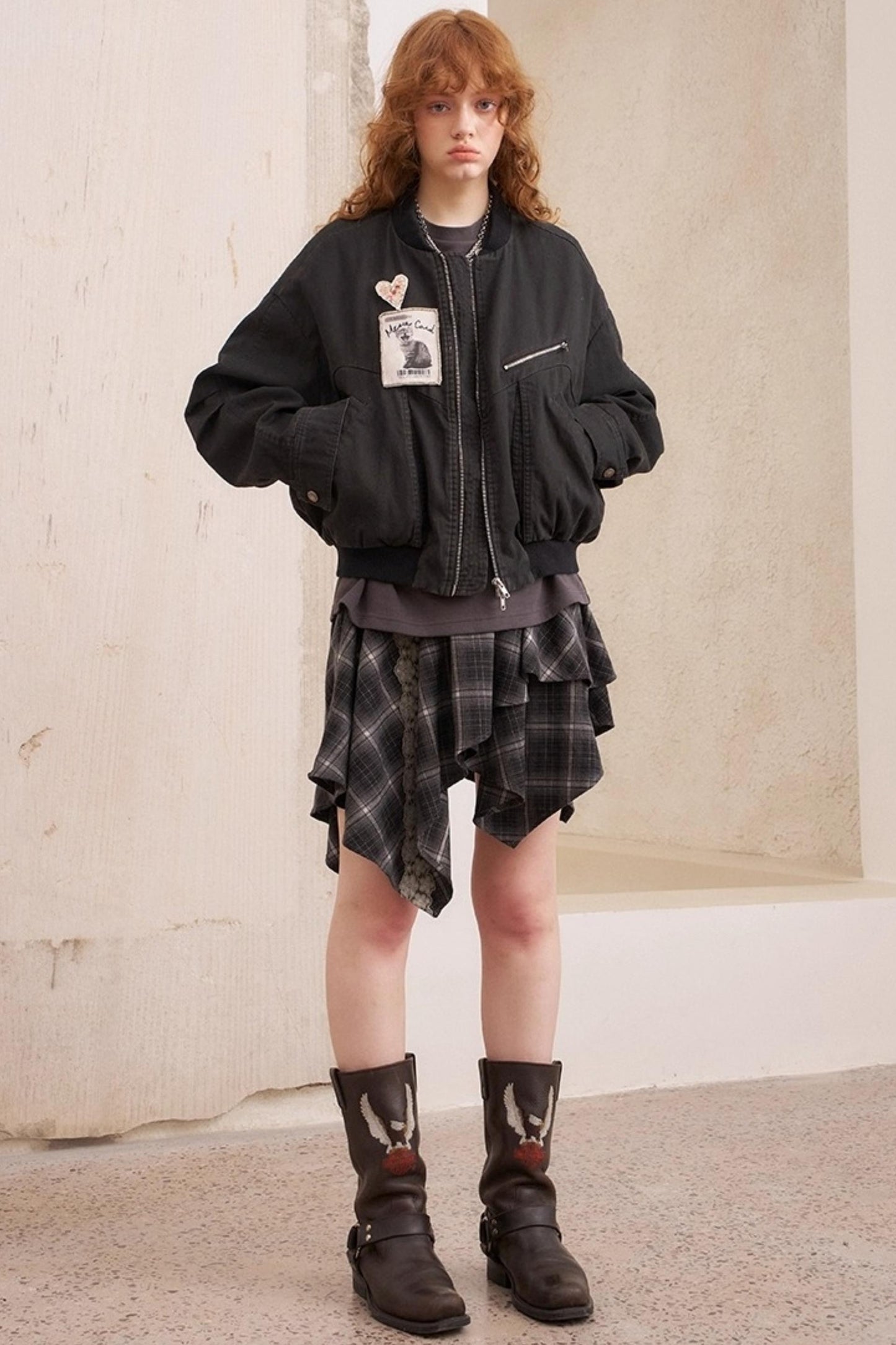 Kitten Badge Dropped Shoulder Jacket