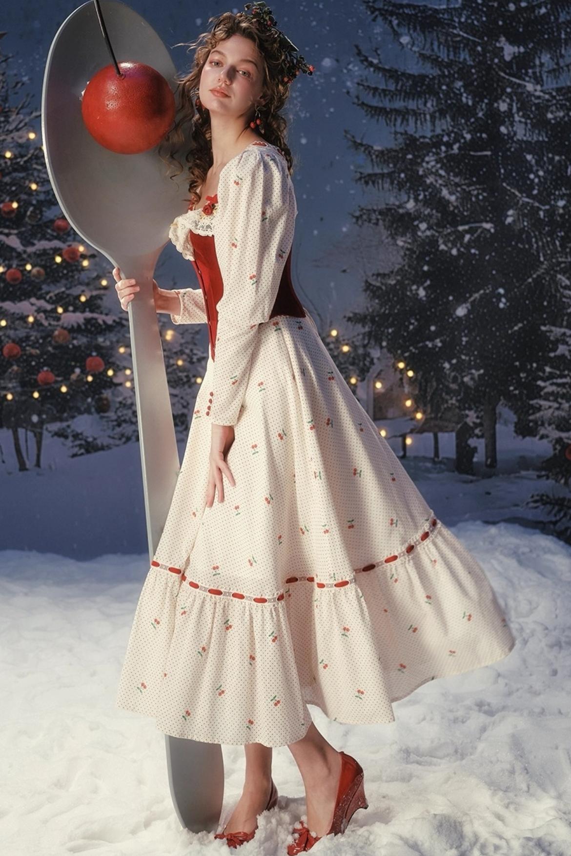 Red Velvet Lace Corset Dress Set-Up