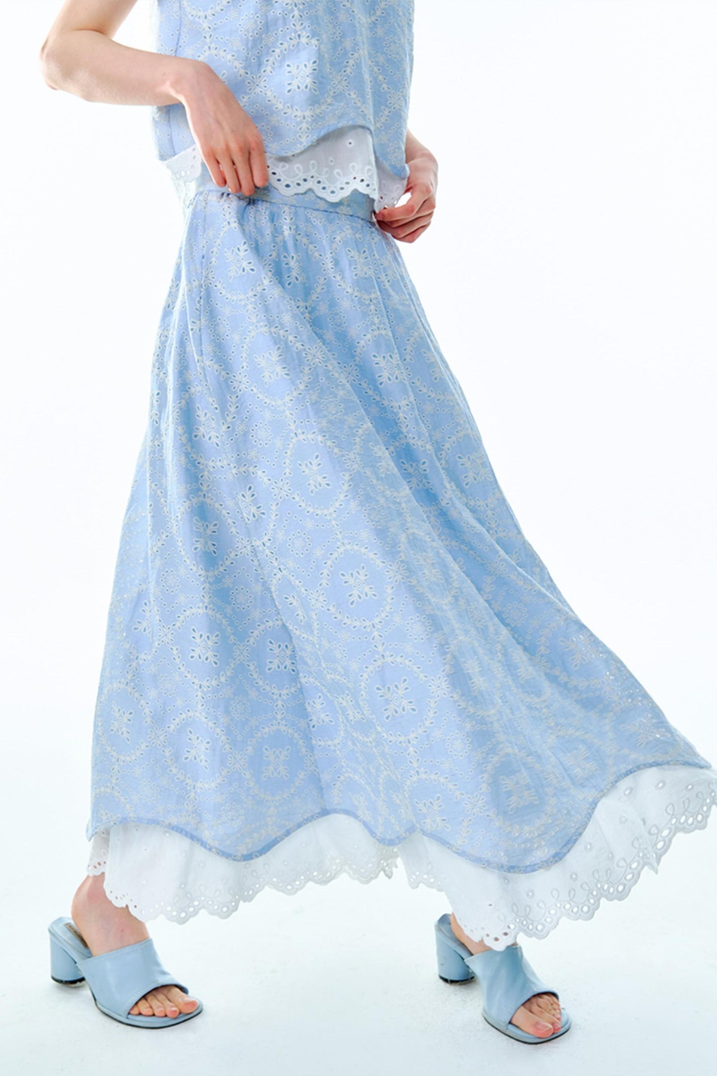 Linen Blend Top & Skirt Set-Up