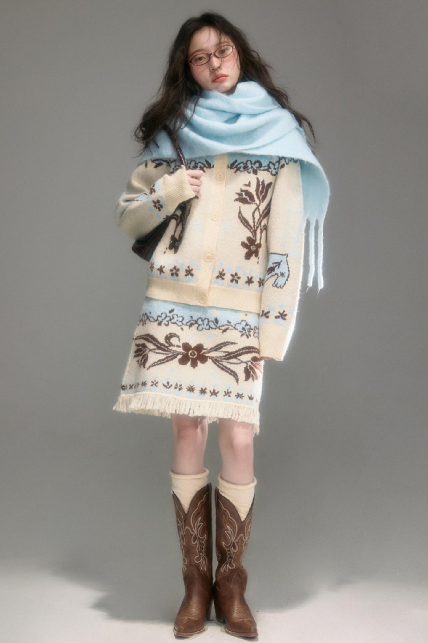 Paradise Jacquard Tulip Cardigan Set-Up