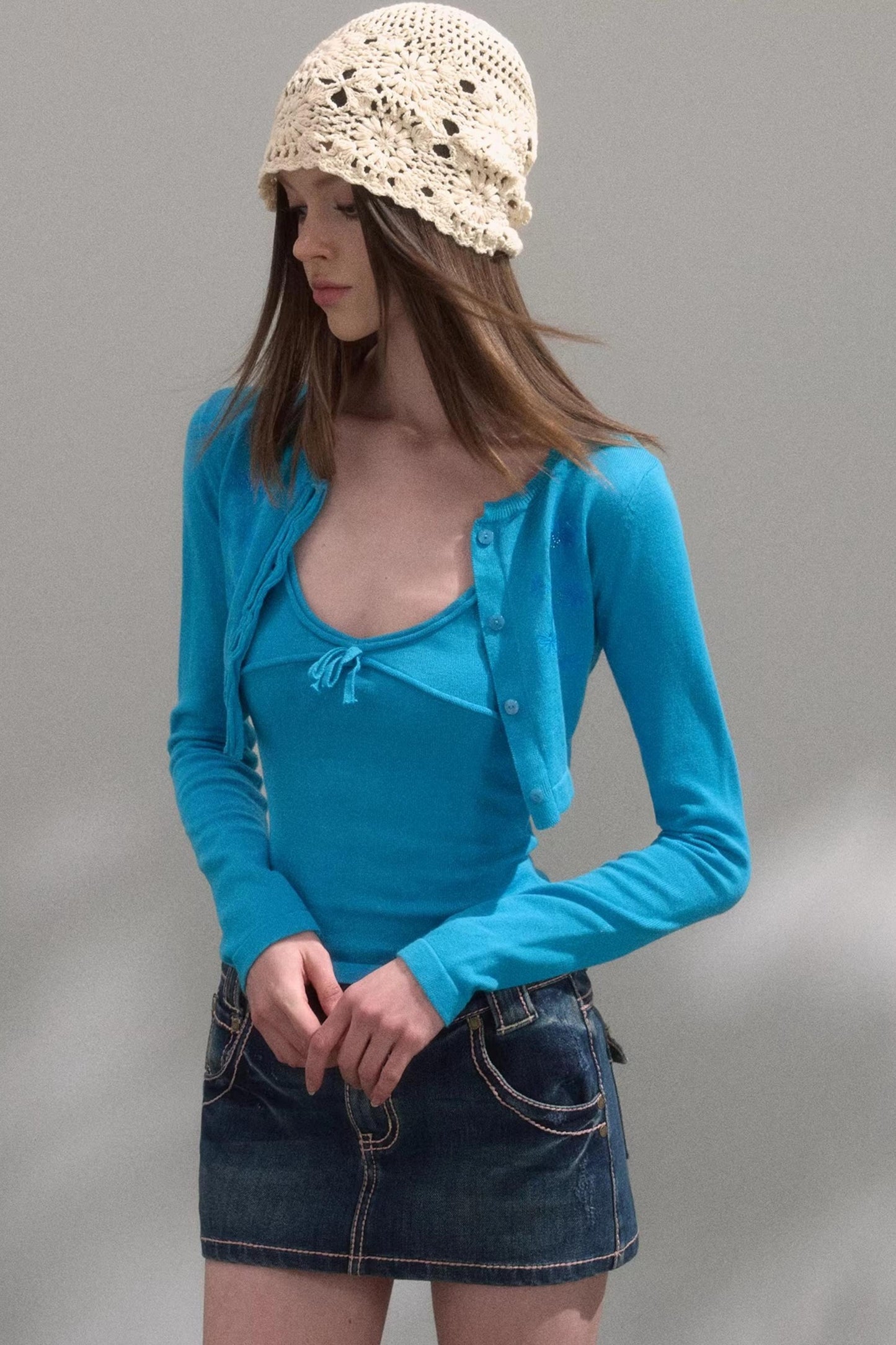 Sweet Embroidered Knitwear Set