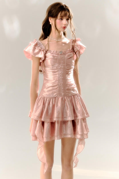 Birthday Cake Pink Pleated Dress