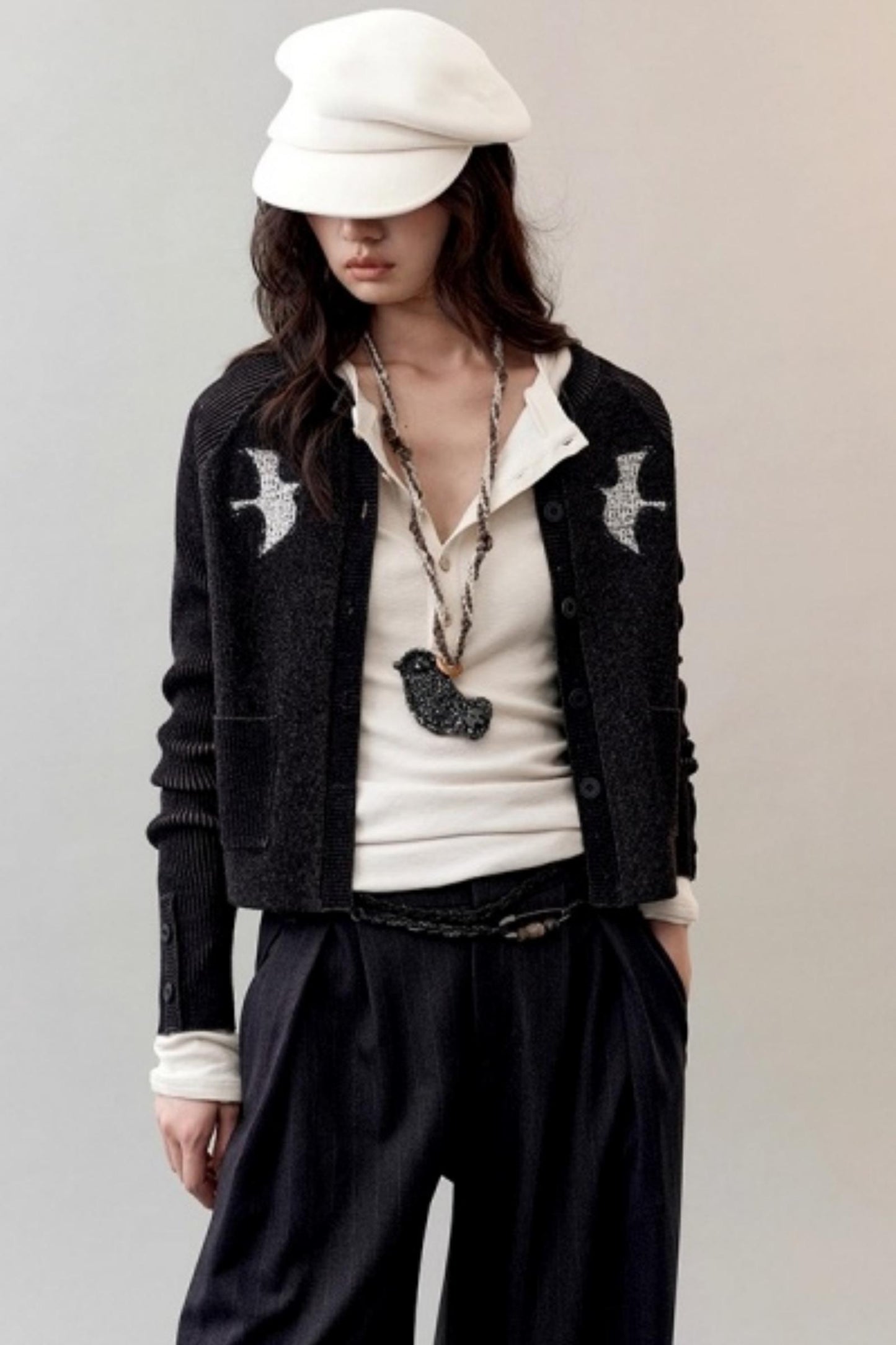 Patch Embroidered Knitted Cardigan