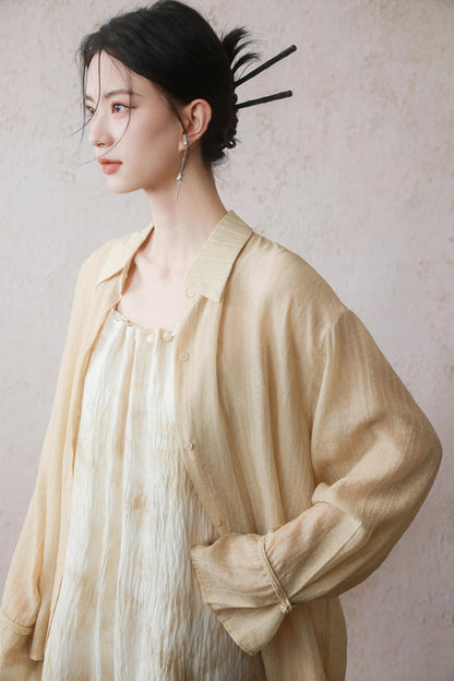 Beige Beaded Camisole Dress