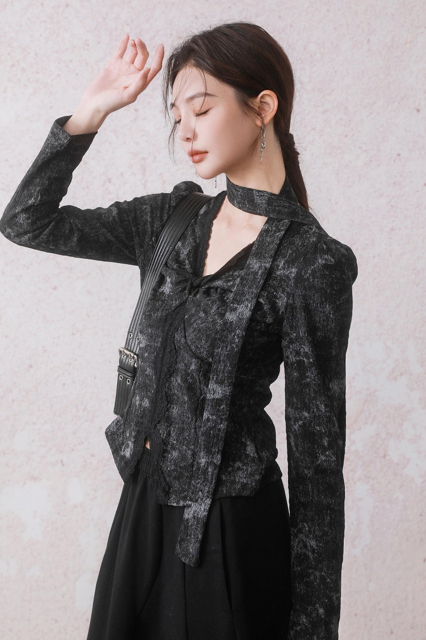 Mist Black Dyed Lace Top