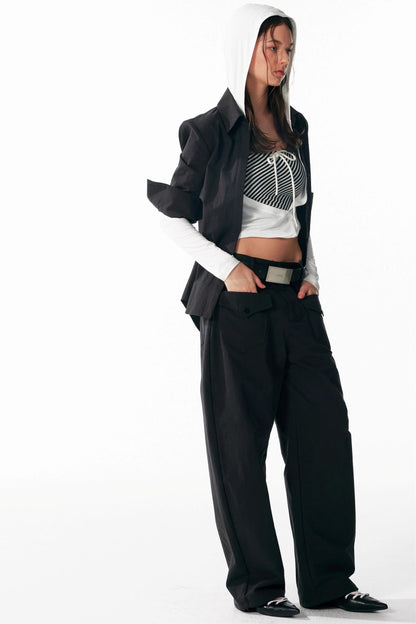 Slim Lace-Up Hooded Long Sleeve Base Shirt