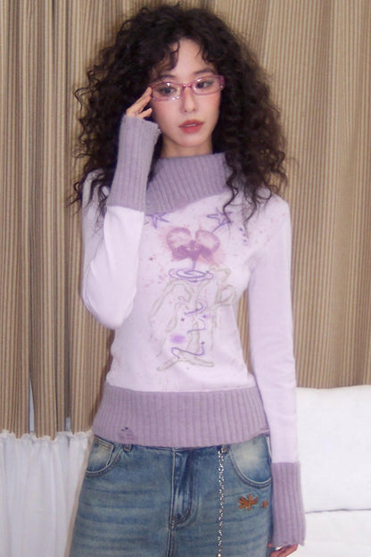 Flowers in Bloom Purple Sweater