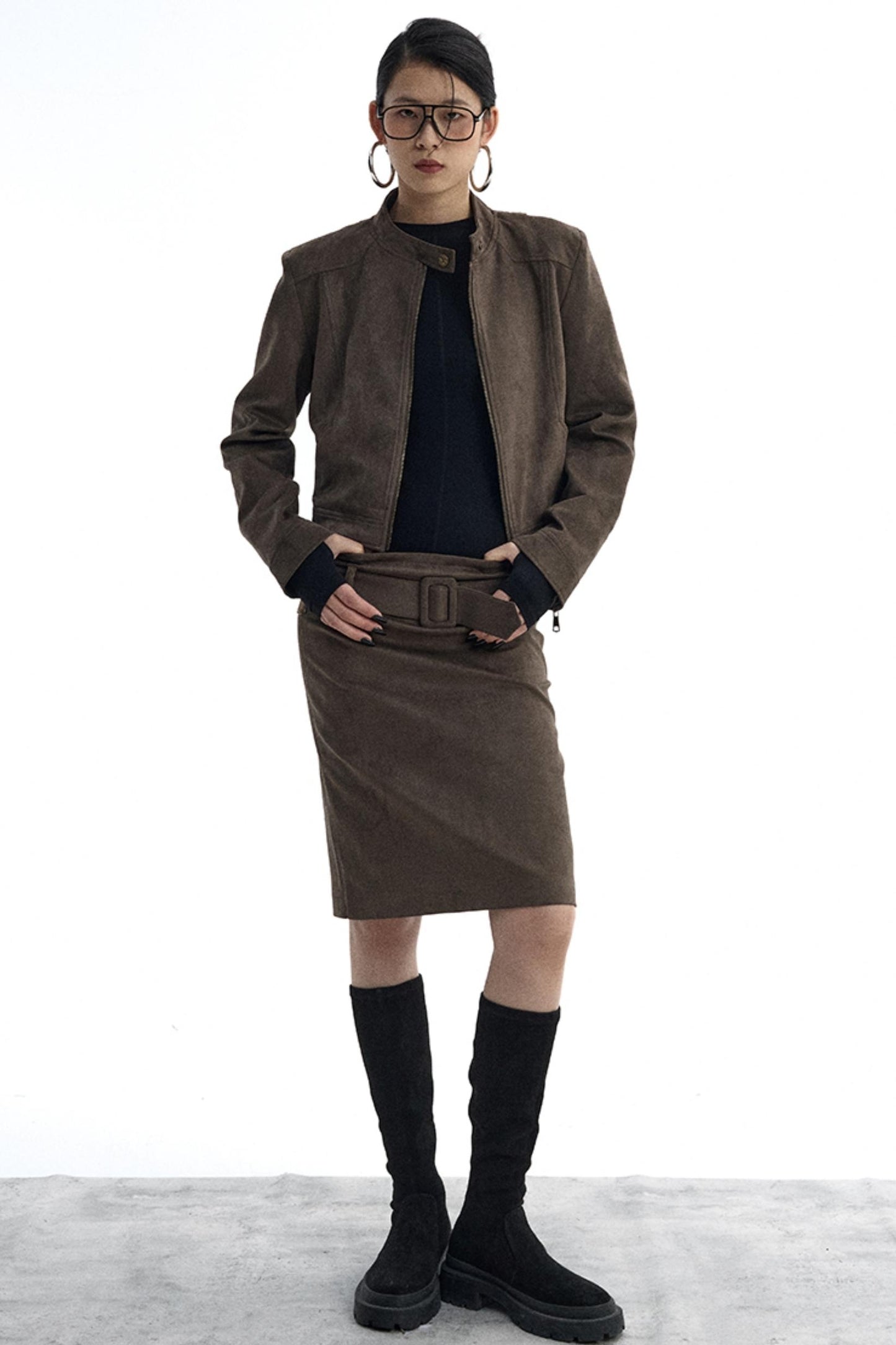 Detachable Belt Suede Skirt