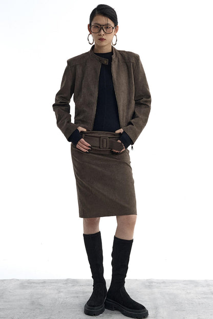 Detachable Belt Suede Skirt