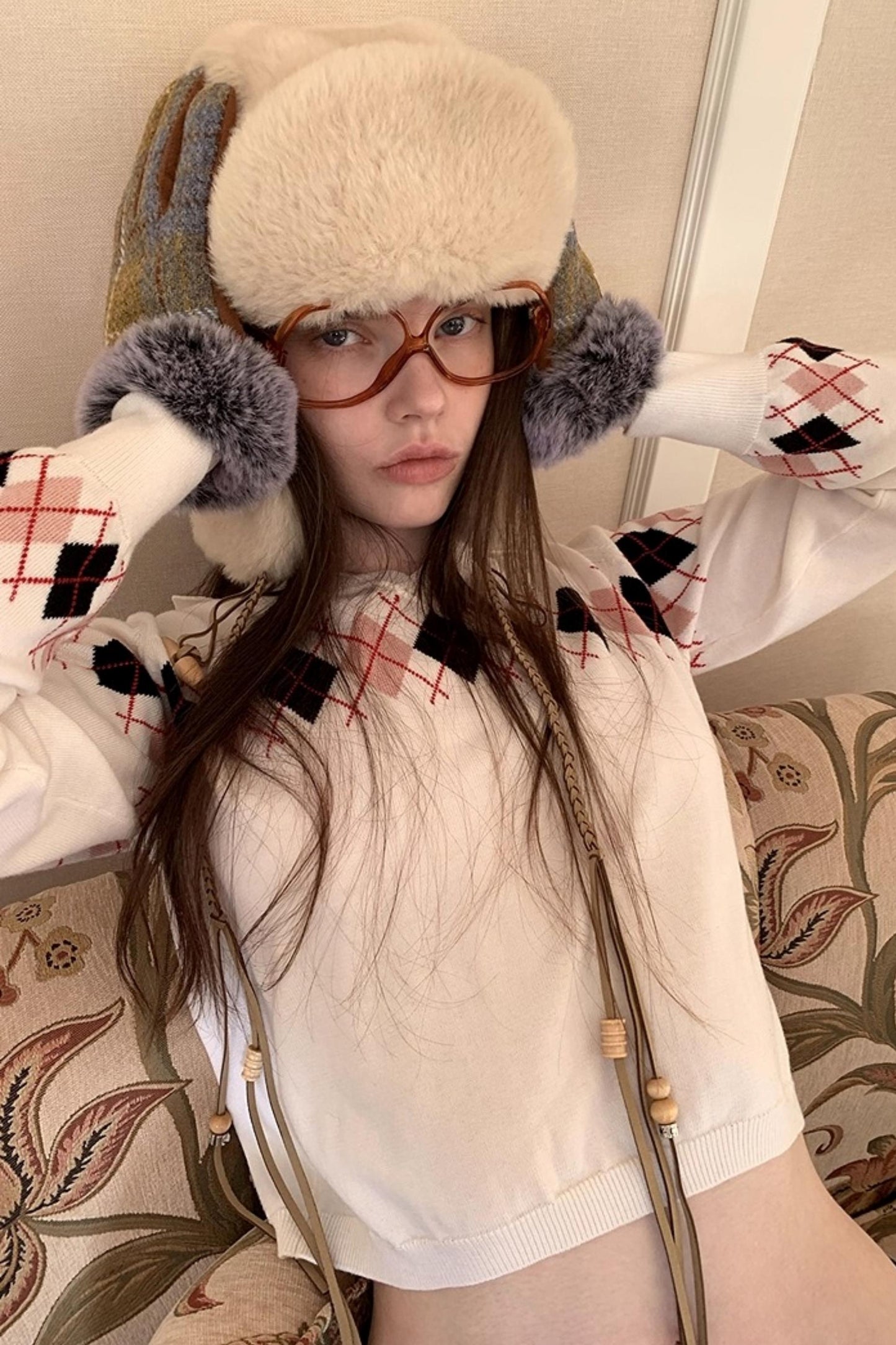 White Diamond Wool Knit Sweater