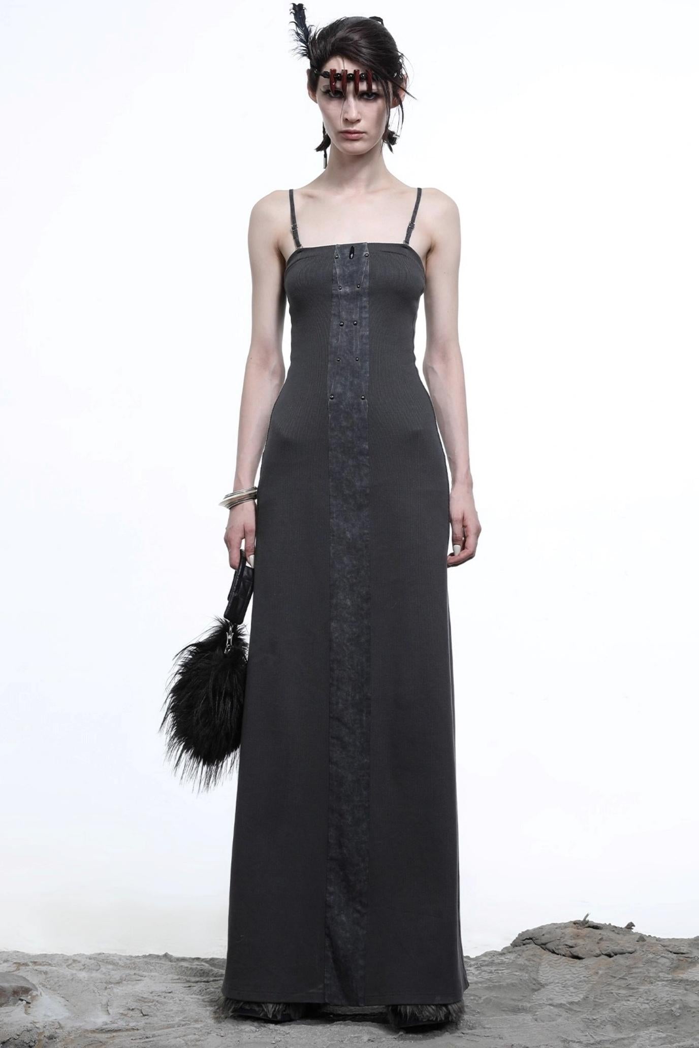 Patchwork Slim Slip Dress