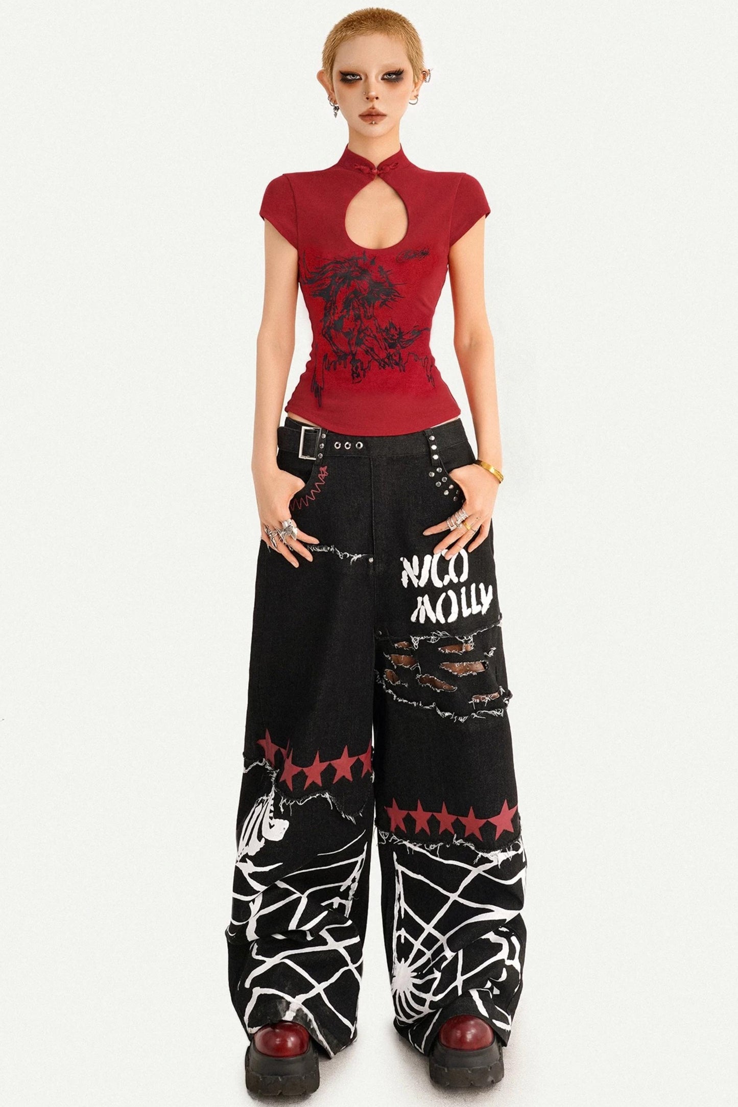 Rotes Millennium-Cheongsam-Oberteil