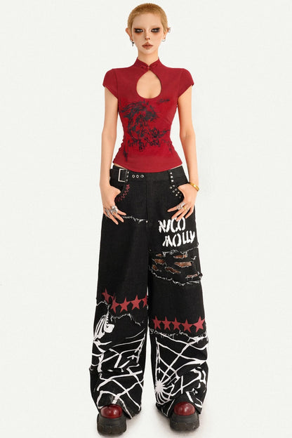 Rotes Millennium-Cheongsam-Oberteil