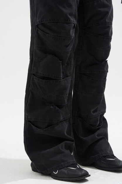 Layered Split Dirty Jeans