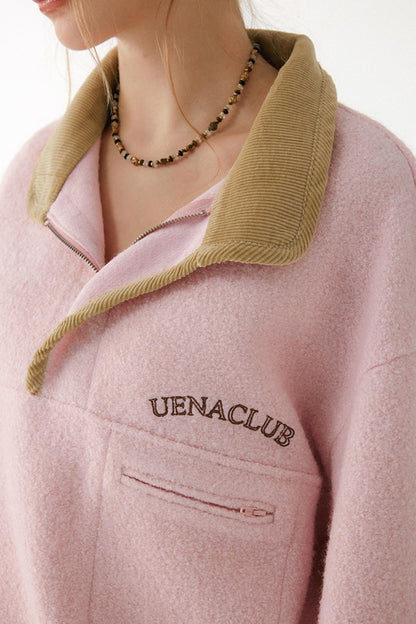 Pink Embroidery Fleece Top