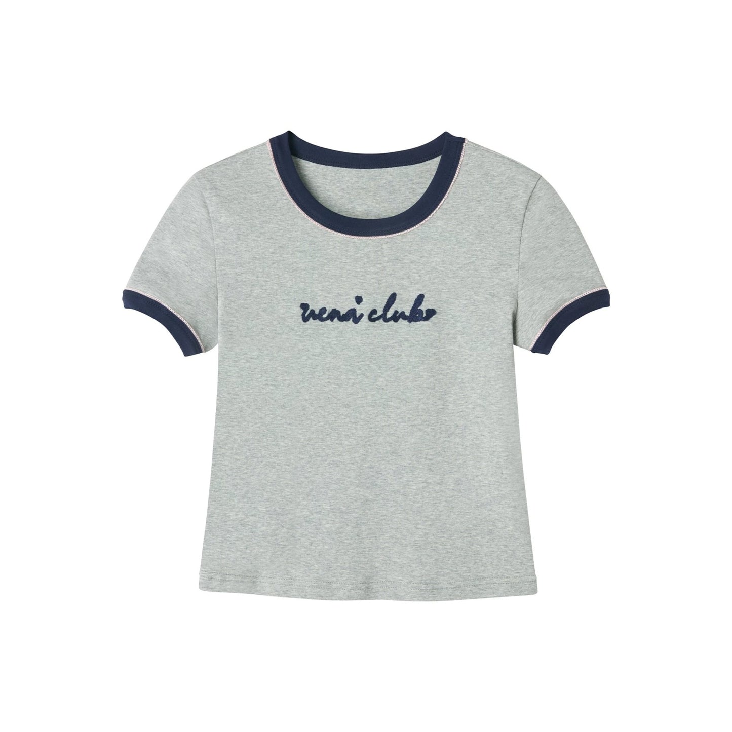 Gray Color-Block Embroidery Top