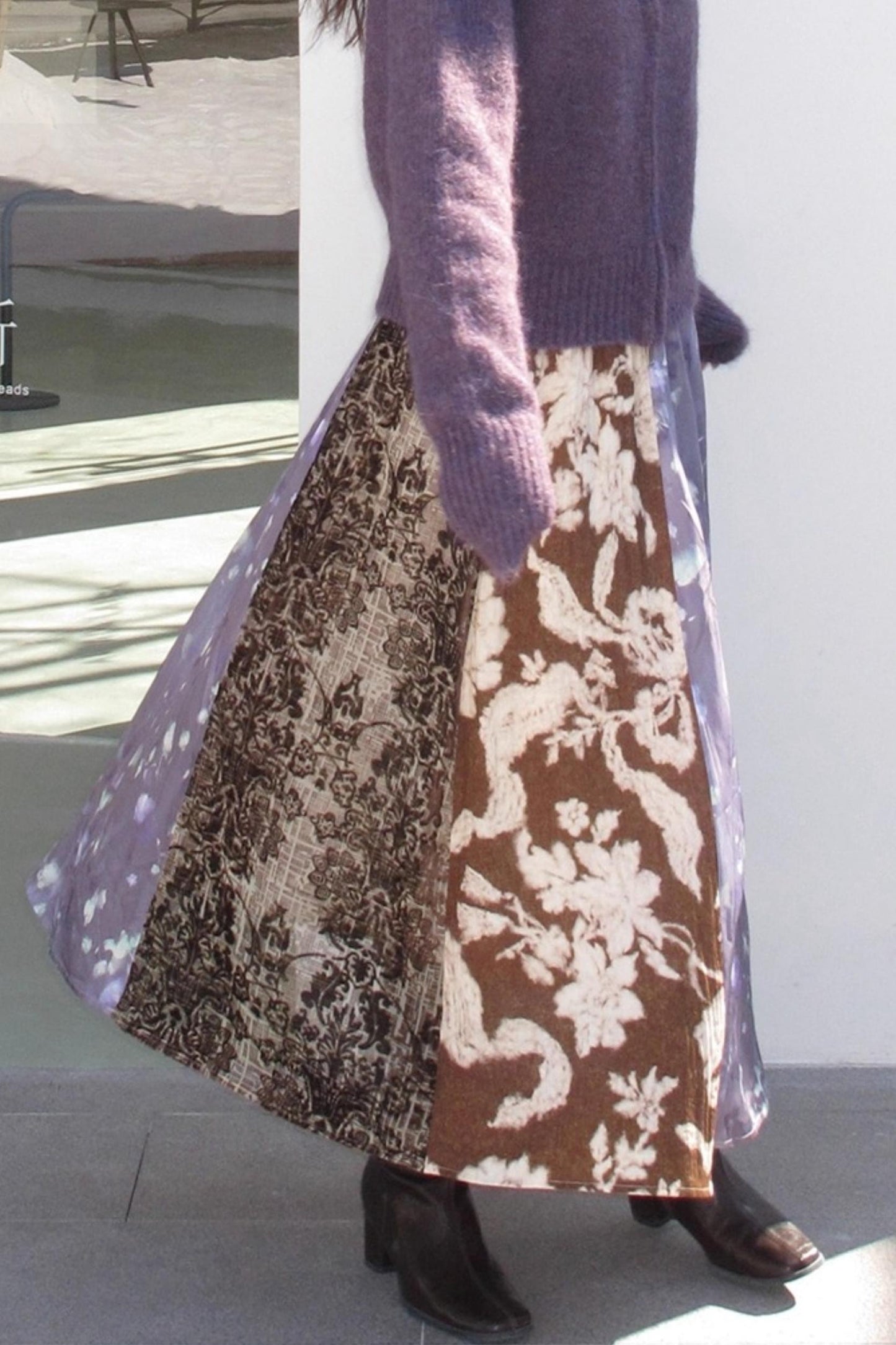 Retro Jacquard Taro Purple Skirt