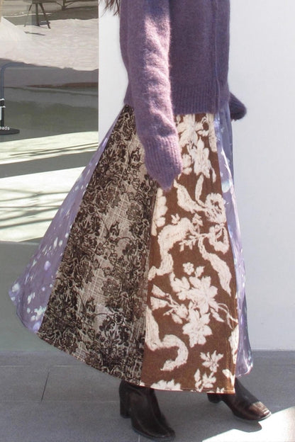 Retro Jacquard Taro Purple Skirt