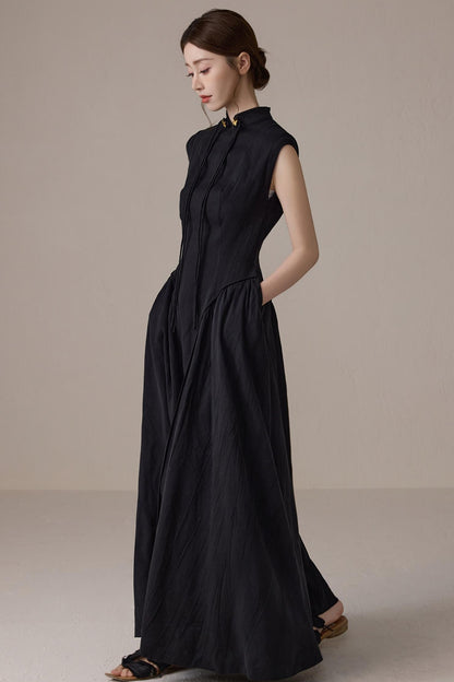 Elegant Black Cheongsam Dress