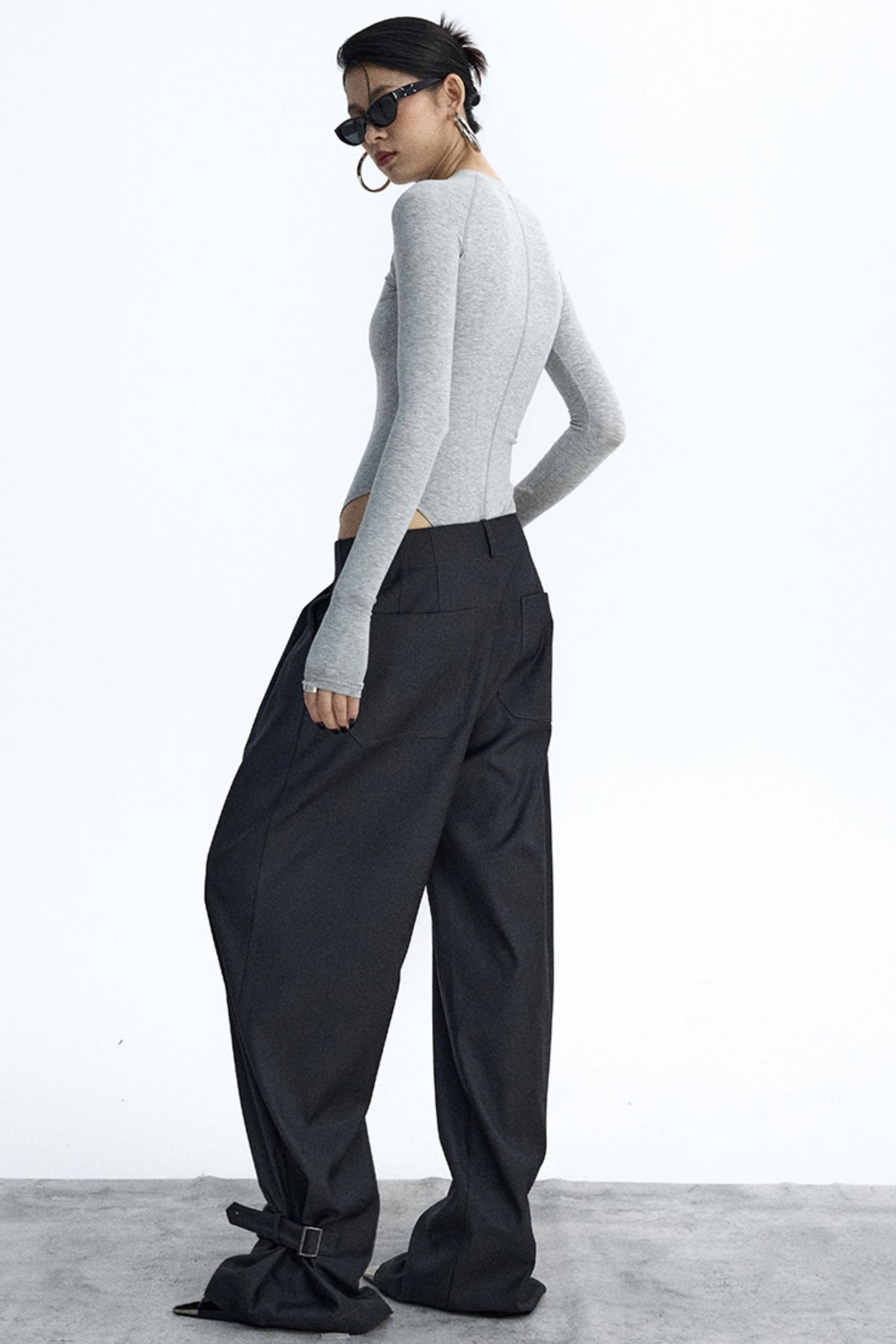 Gray and Black Knit Bodysuit