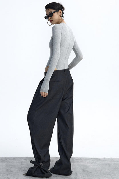 Gray and Black Knit Bodysuit