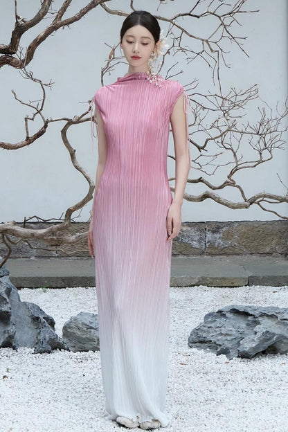 Summer Pink Pleated Dress