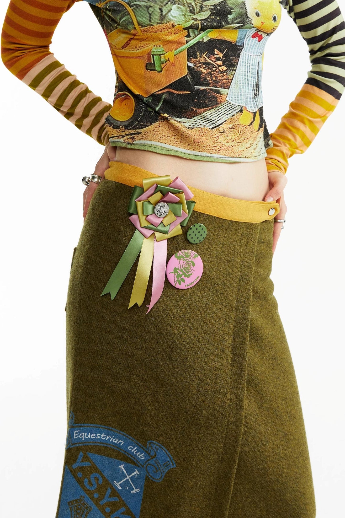 Olive Woolen Long Skirt