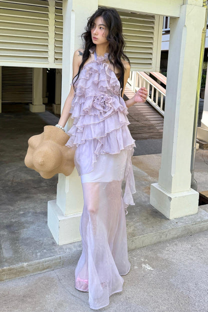 Rose Mesh Fishtail Dress