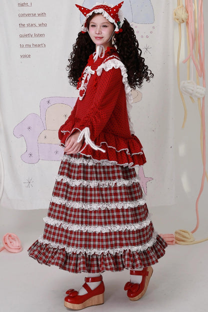 Red Plaid Lolita Skirt