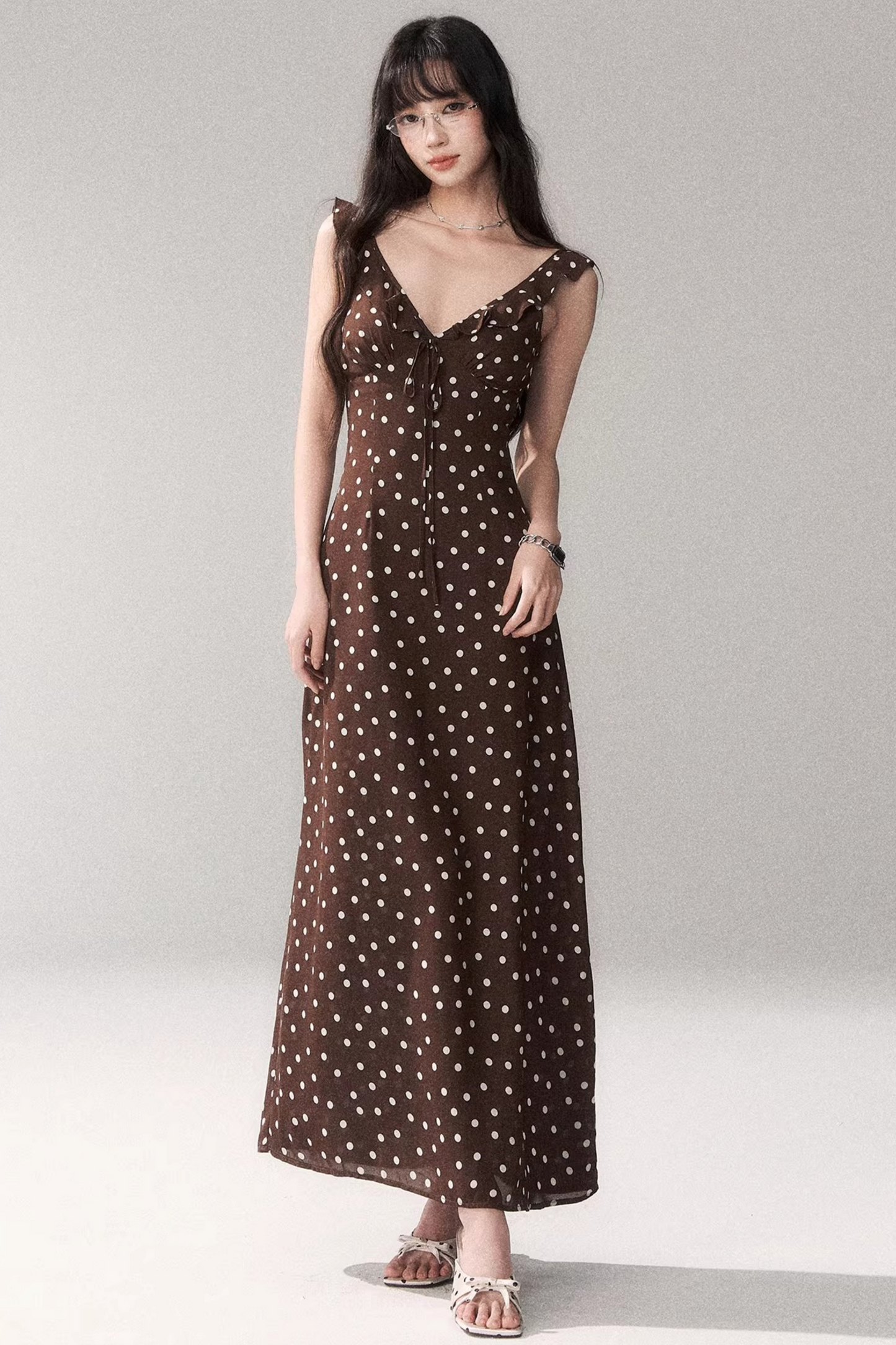 Brown Polka Dot Summer Dress