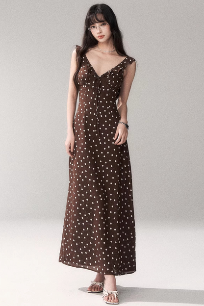 Brown Polka Dot Summer Dress
