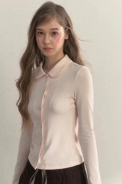 Pink and Gray Doll Collar Top
