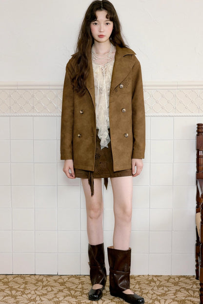 Vintage Blended Leather Carved Jacket