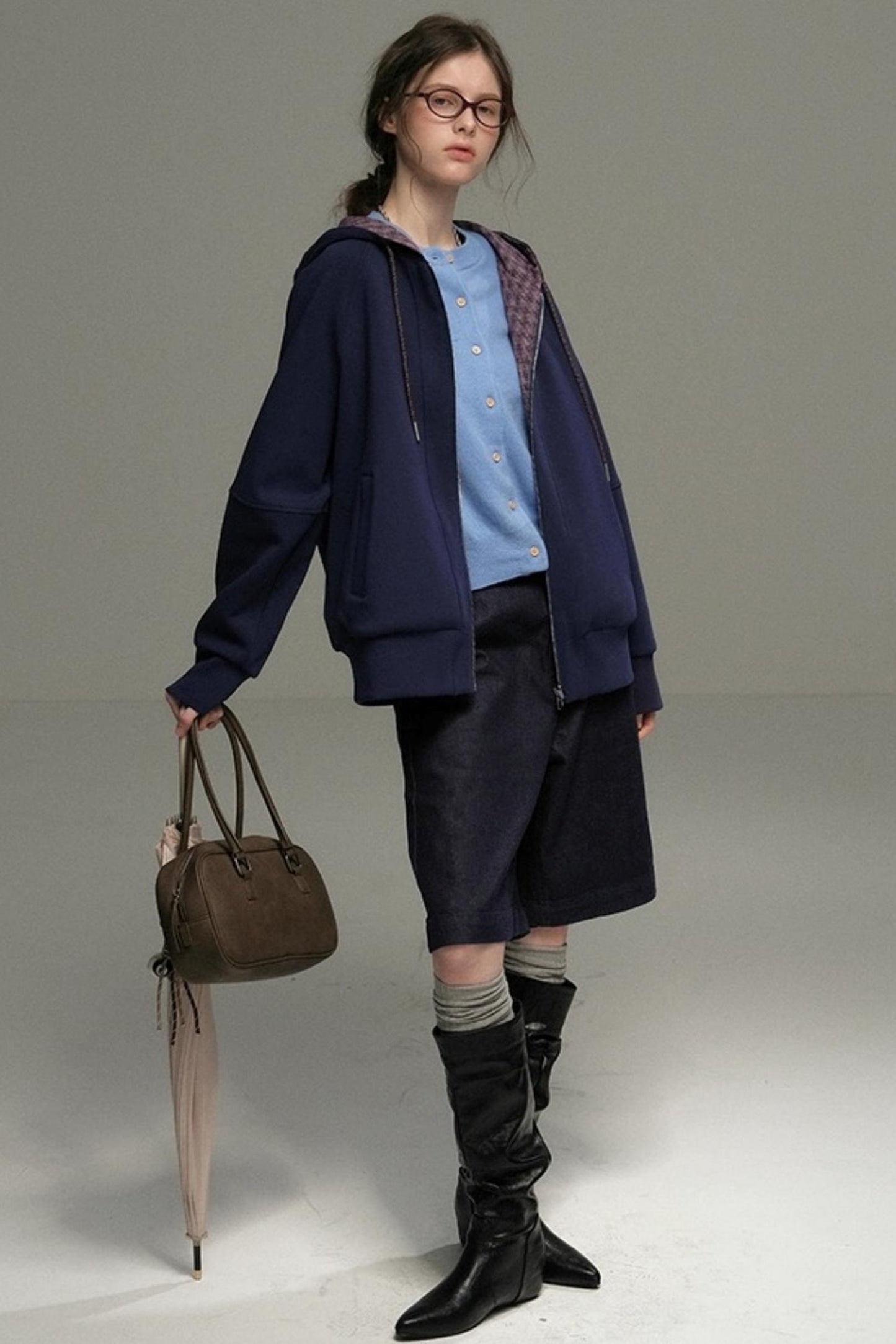 Layer Plaid Hooded Jacket