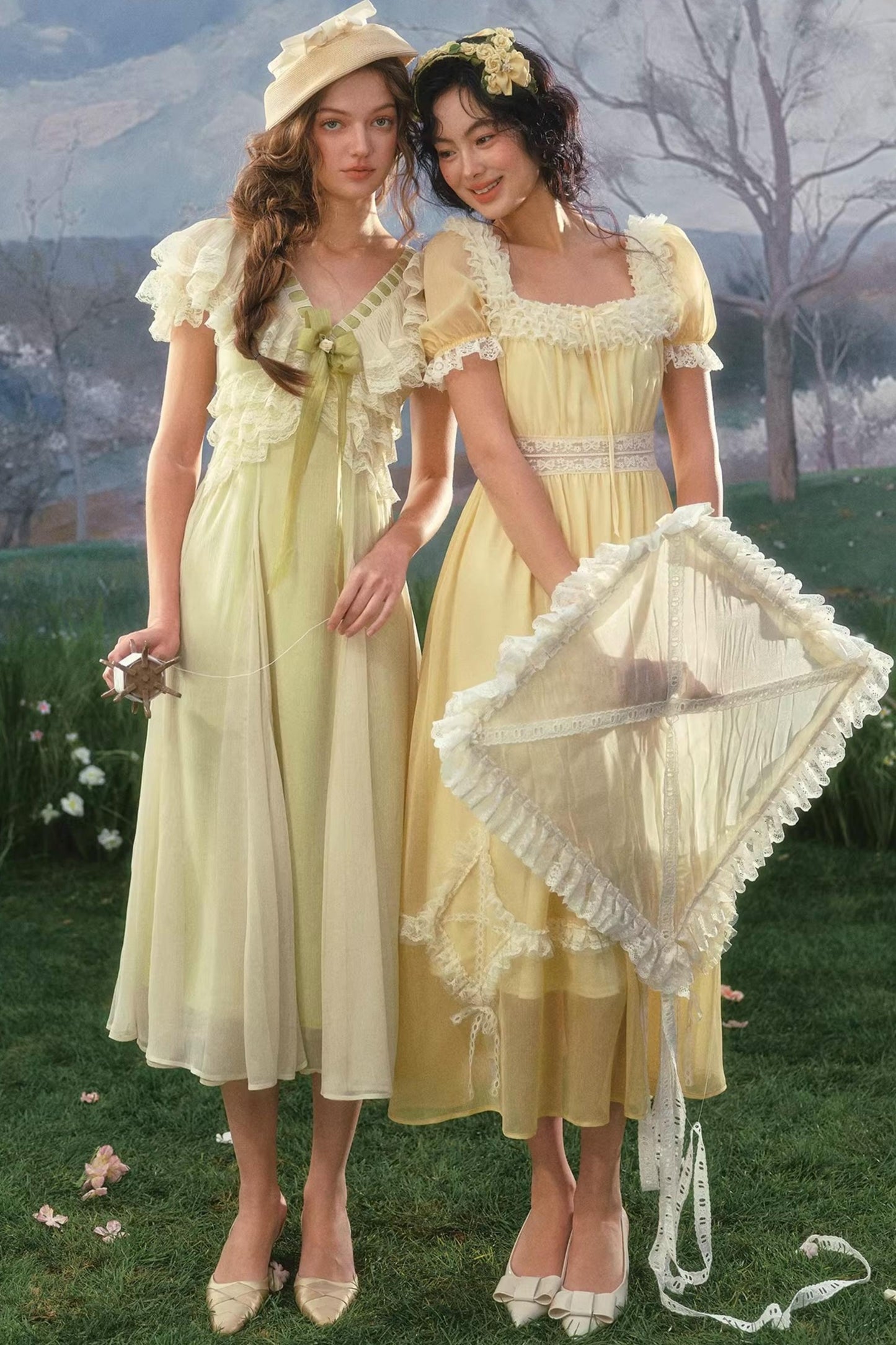 Lace Yellow Retro Dress